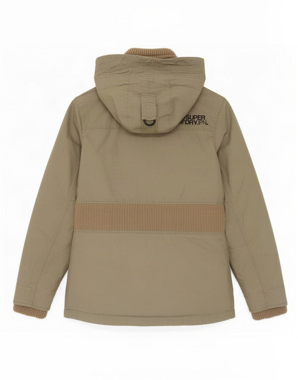 Superdry Parkajakke med hætte til kvinder UK 12 Medium Khaki Bomuld