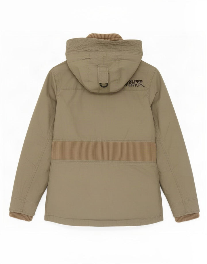 Superdry Parkajakke med hætte til kvinder UK 12 Medium Khaki Bomuld