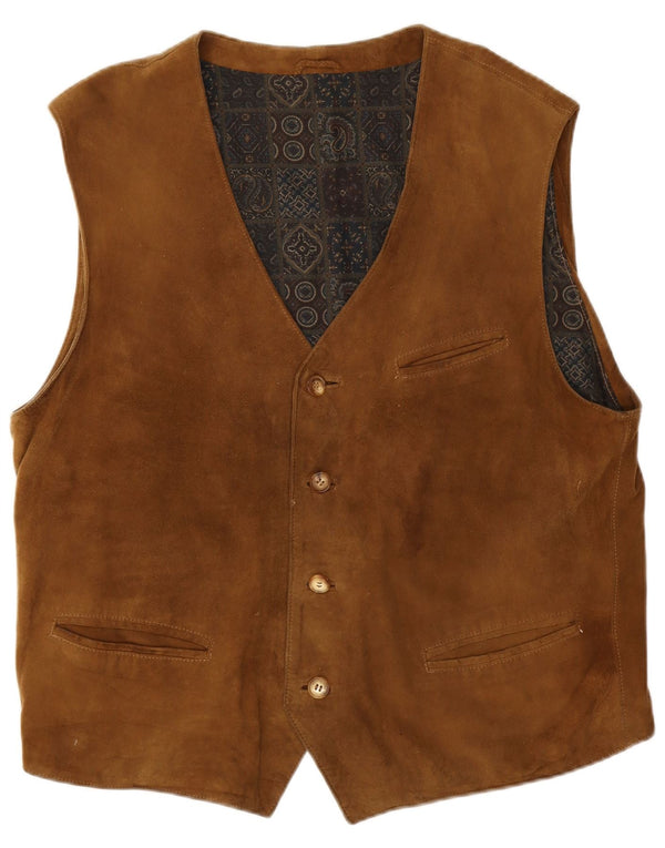 Vintage herre ruskind vest IT 56 XL brunt læder