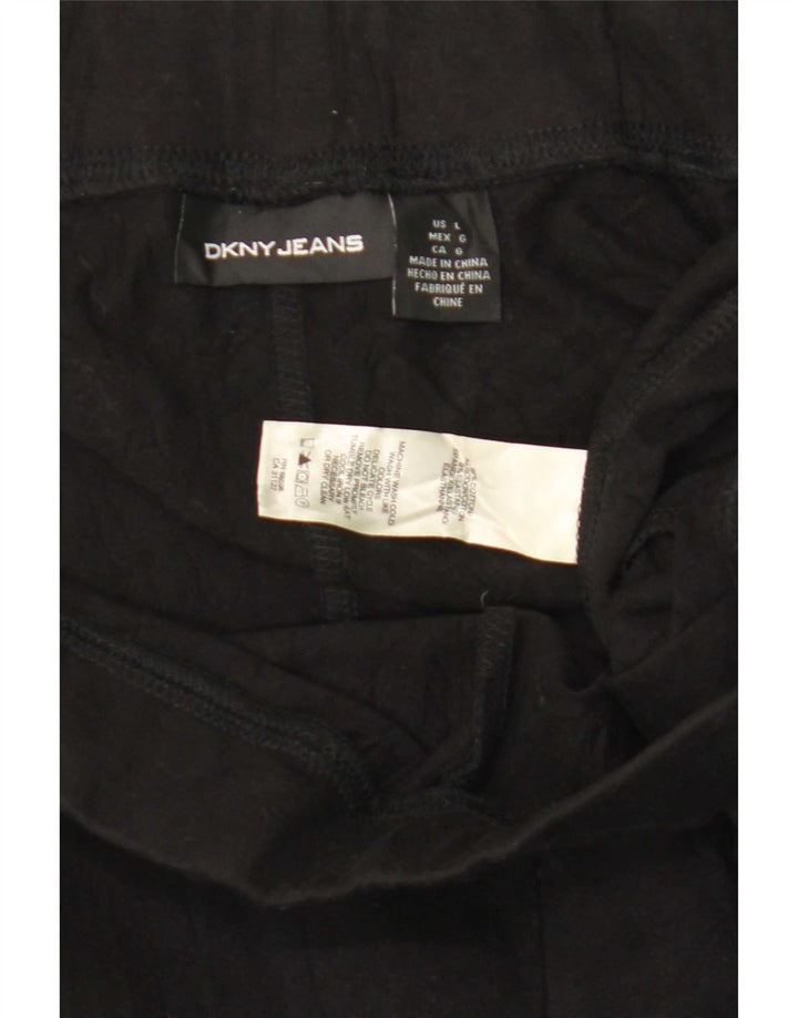 Dkny Womens Leggings UK 14 Large Black Colourblock Bomuld