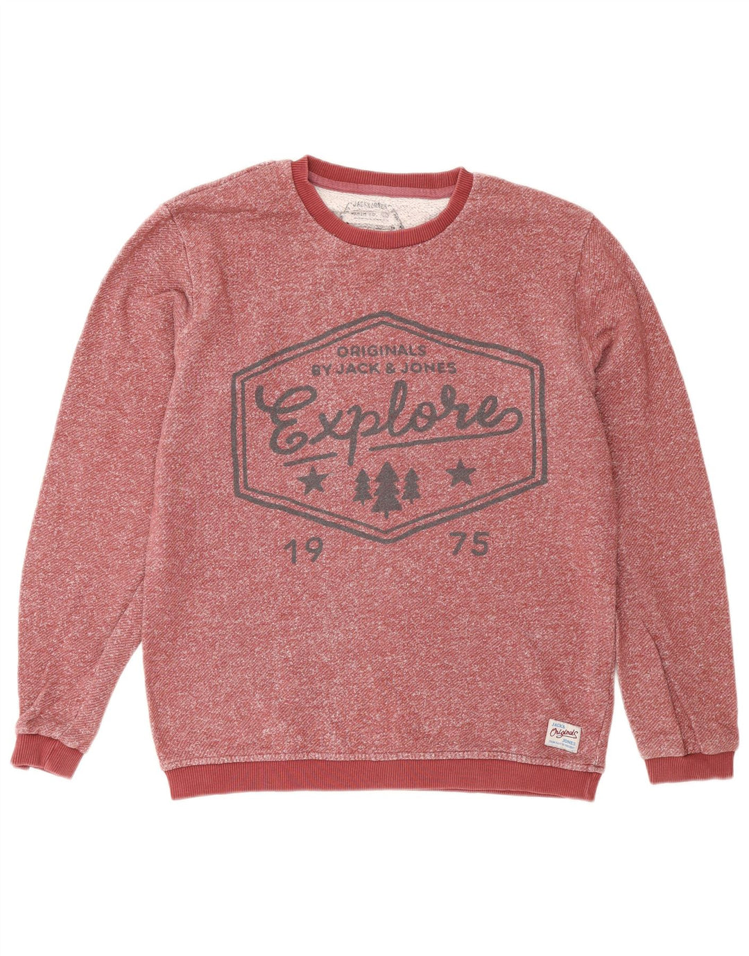 Jack & Jones Herre grafisk sweatshirt Jumper Medium Bourgogne Flecked Bomuld