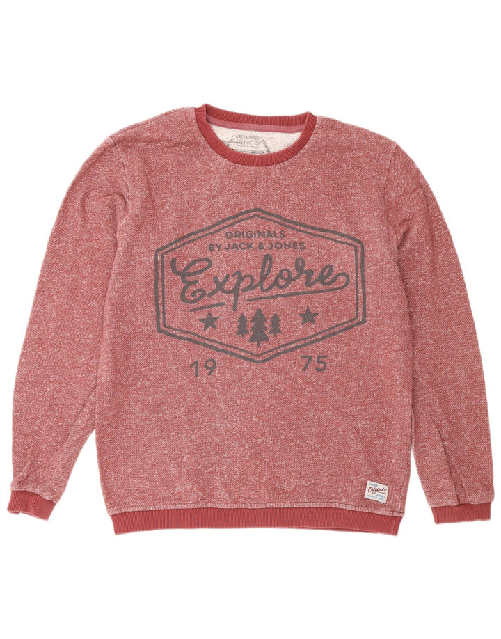 Jack & Jones Herre grafisk sweatshirt Jumper Medium Bourgogne Flecked Bomuld