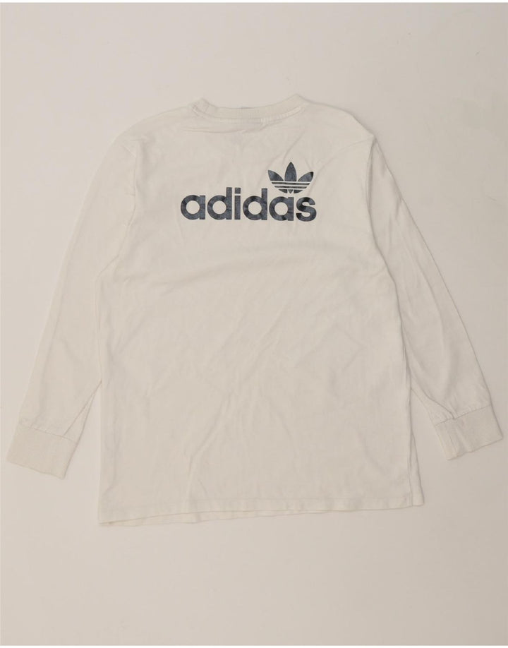 ADIDAS Womens Graphic Top Long Sleeve UK 14 Large White Vintage Adidas and Second-Hand Adidas from Messina Hembry 