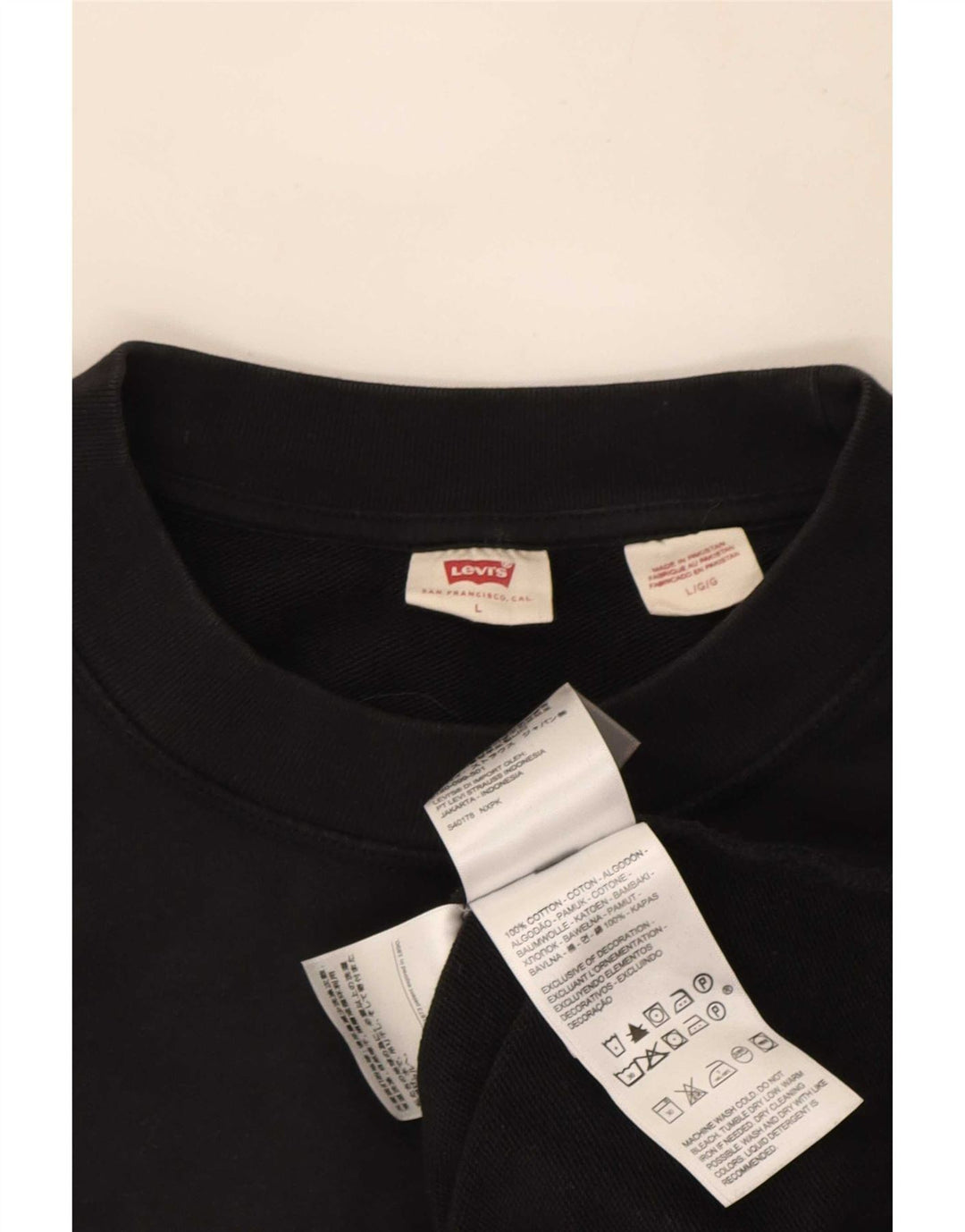 Levi's Sweatshirt til mænd, stor sort bomuld