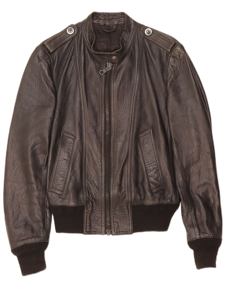 Vintage dame militær læderjakke UK 14 Medium Sort