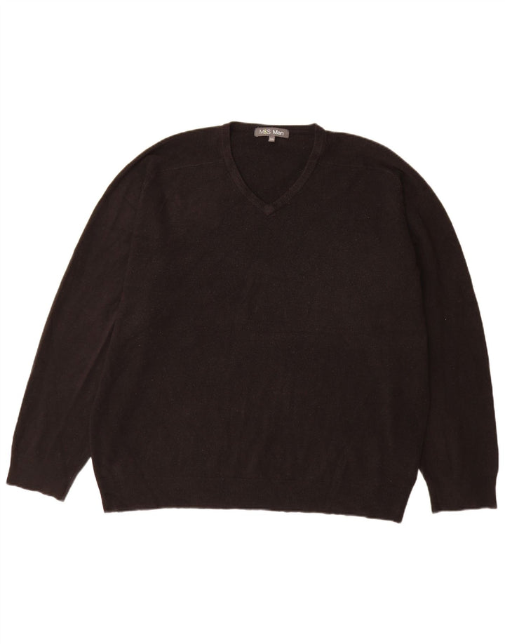 Marks & Spencer Herre V-hals sweater 2XL sort akryl