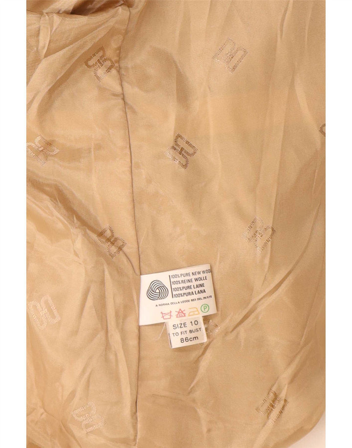 DAKS Dame Loose Fit 2 Button Blazer Jacket UK 10 Small Beige Houndstooth