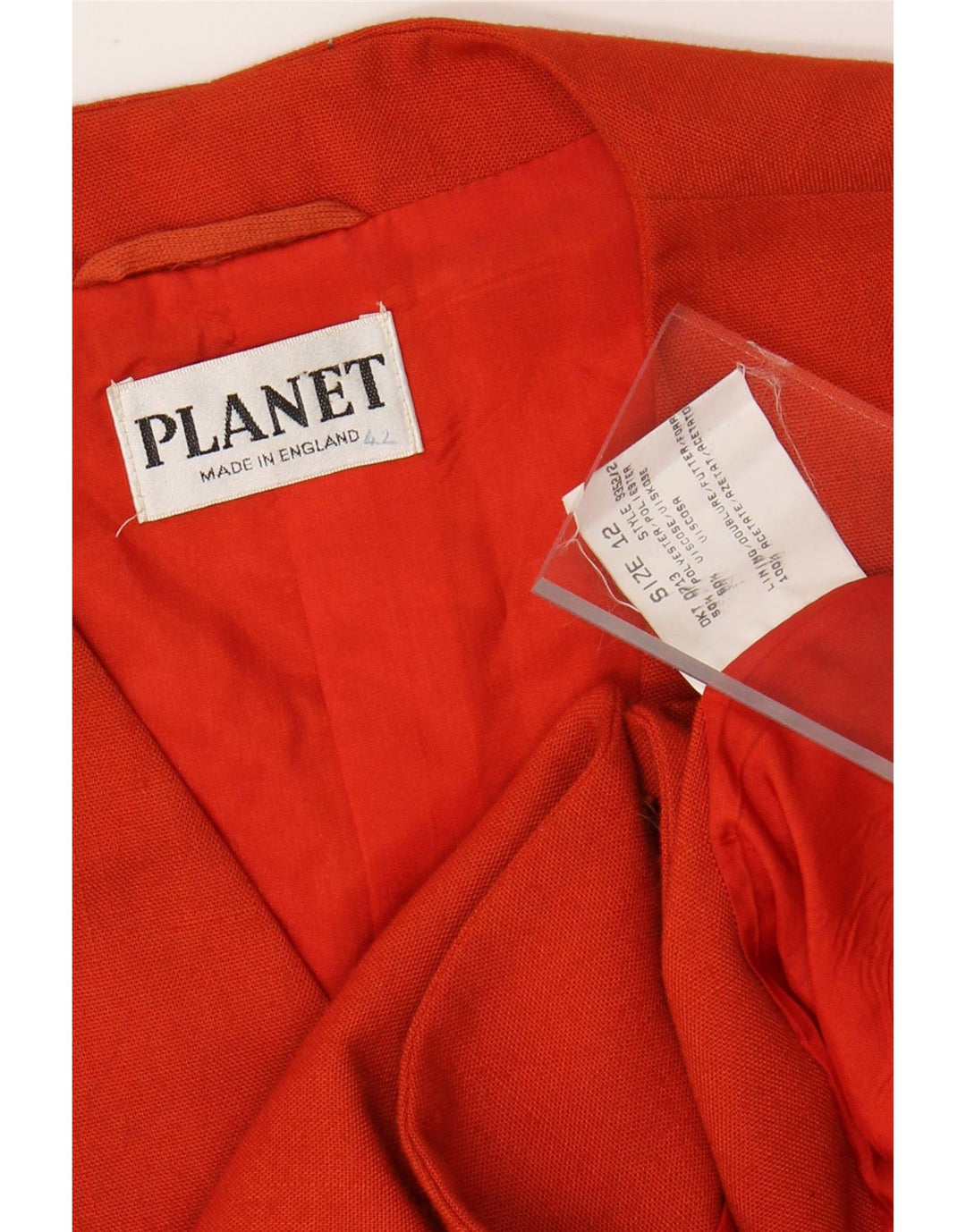 PLANET Dame 3-knaps blazerjakke UK 12 Medium Orange Polyester