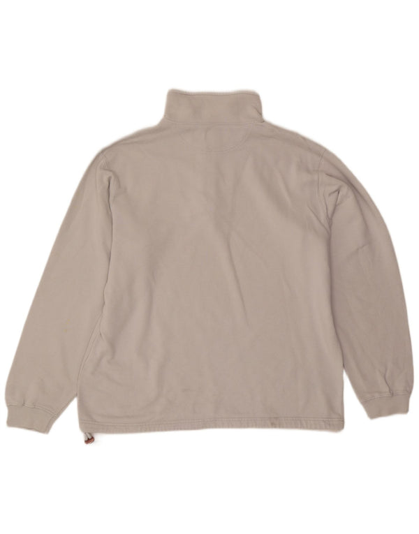 Champion Herre Zip Neck Sweatshirt Jumper XL Grå Bomuld