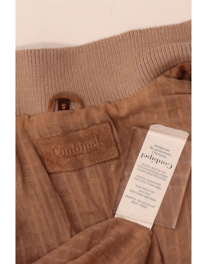 Conbipel Dame Ruskind Bomber Jacket IT 46 Large Beige Læder