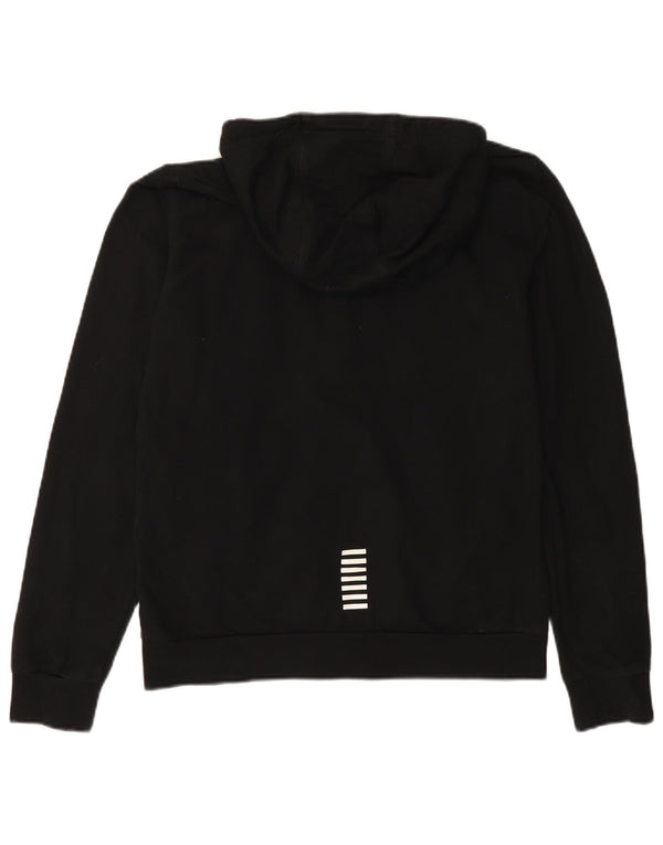 EMPORIO ARMANI Womens Zip Hoodie Sweater UK 14 Medium Black Cotton