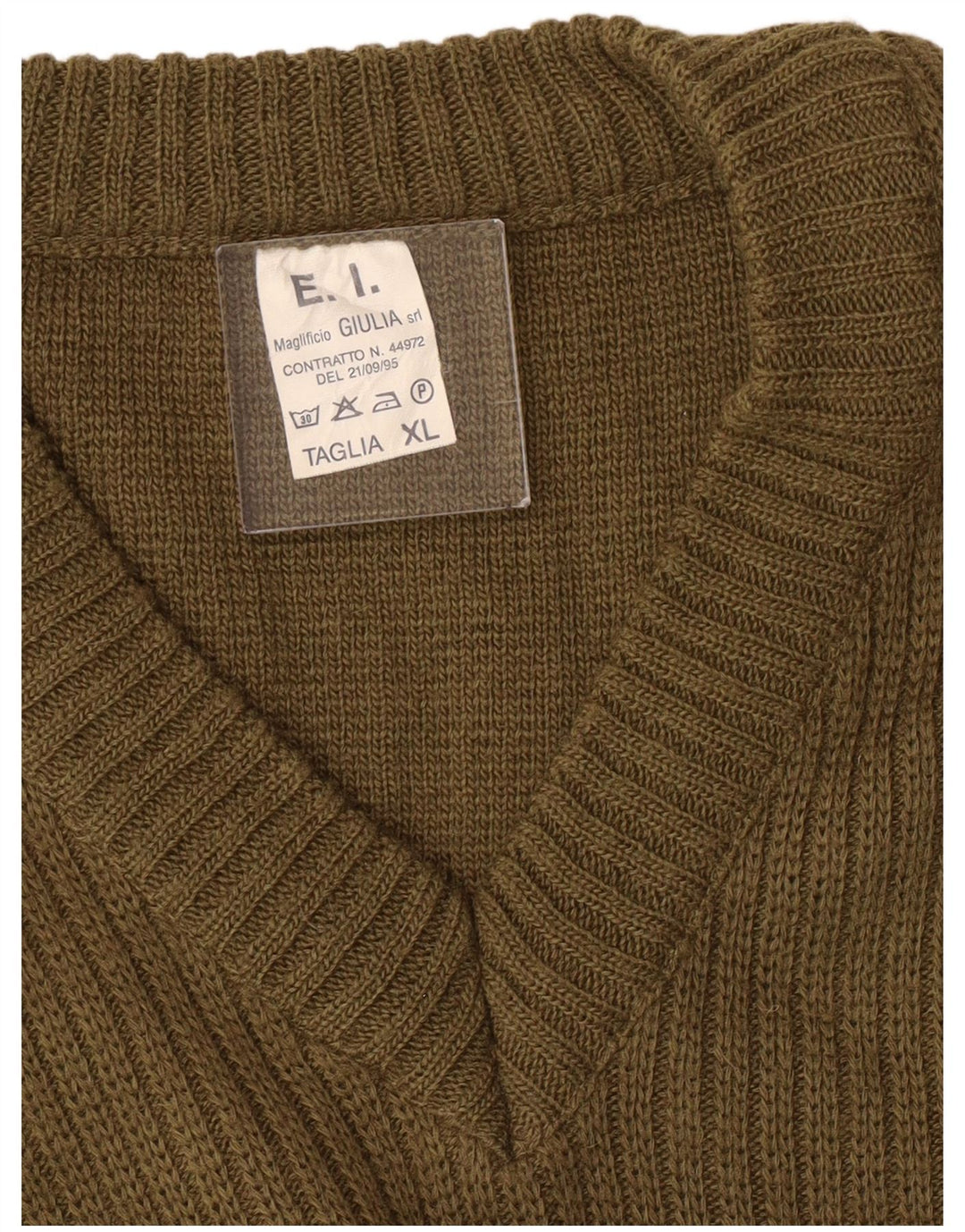 E.I Herre Military V-hals sweater XL Khaki