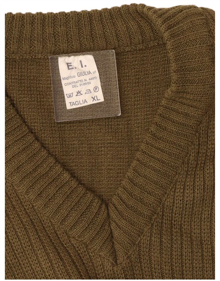 E.I Herre Military V-hals sweater XL Khaki