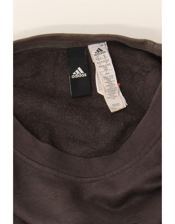 ADIDAS Womens Graphic Sweatshirt Jumper UK 12/14 Medium Grey Cotton Vintage Adidas and Second-Hand Adidas from Messina Hembry 