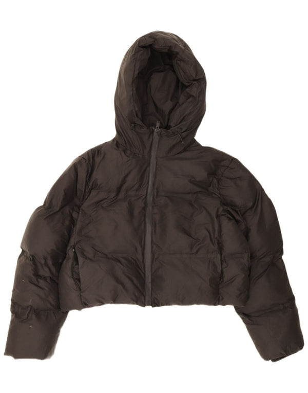 Zara Womens Crop Hooded Oversized polstret jakke UK 10 Small Black Polyester