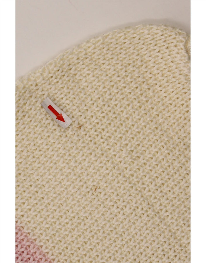 Vintage Dame Boat Neck Jumper Sweater UK 14 Large Off White Stribet