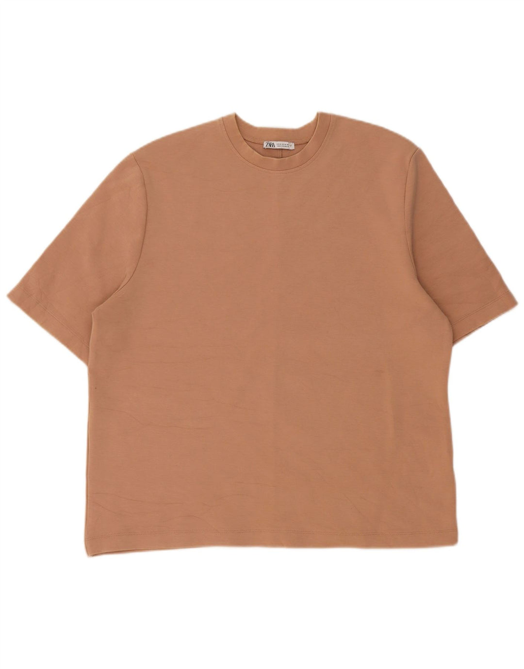 Zara Herre T-shirt Top Medium Beige Bomuld