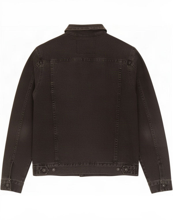 Zara Herre Sherpa Denimjakke UK 40 Stor Sort Bomuld
