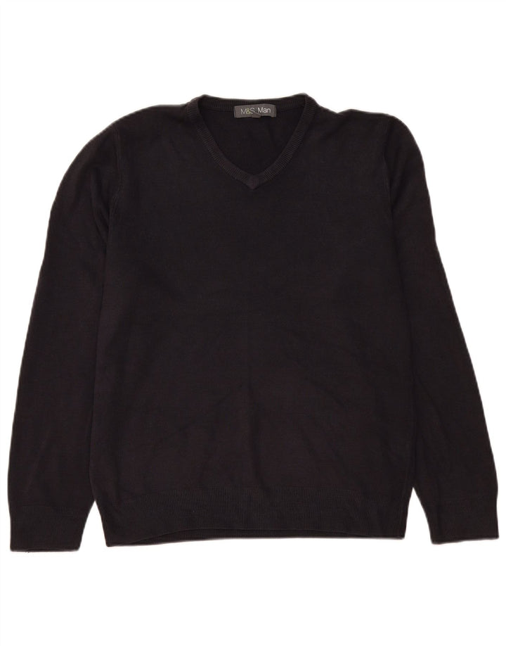 Marks & Spencer Herre V-hals sweater Medium Marineblå Akryl