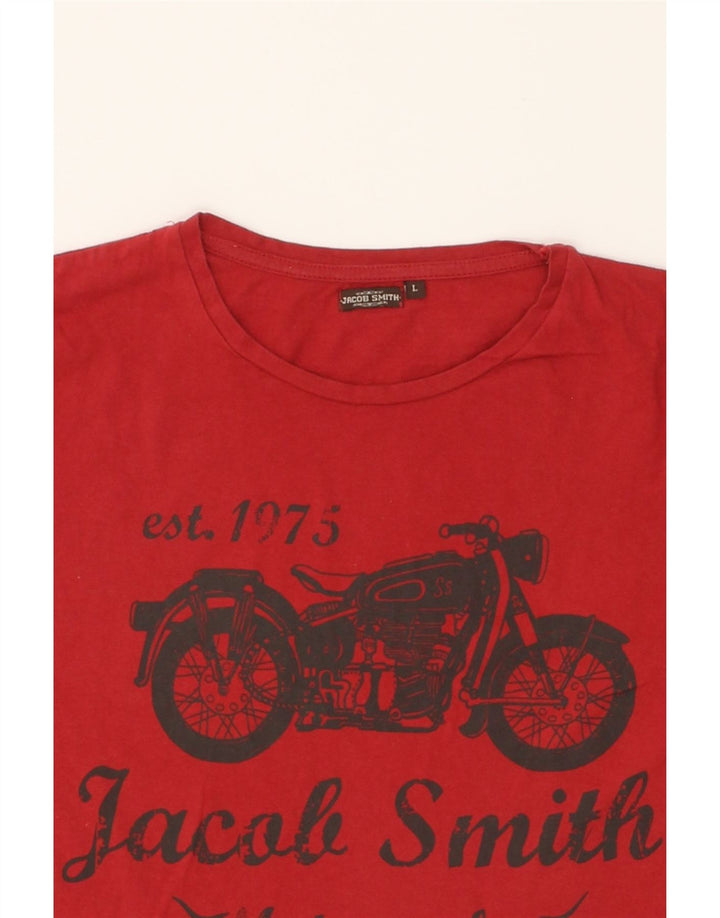 VINTAGE Mens Graphic T-Shirt Top Large Red Cotton Vintage Vintage and Second-Hand Vintage from Messina Hembry 