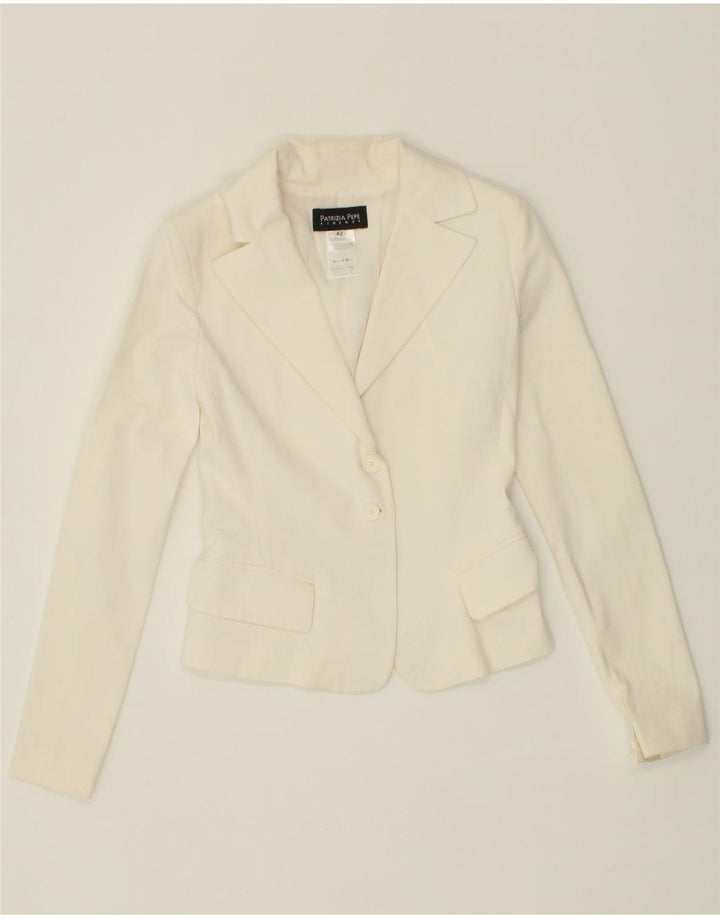 PATRIZIA PEPE Womens Crop 2 Button Blazer Jacket IT 42 Medium White Vintage Patrizia Pepe and Second-Hand Patrizia Pepe from Messina Hembry 