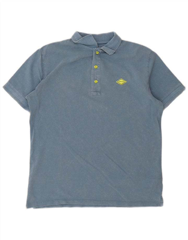 Replay Herre Polo Shirt Stor Blå Bomuld