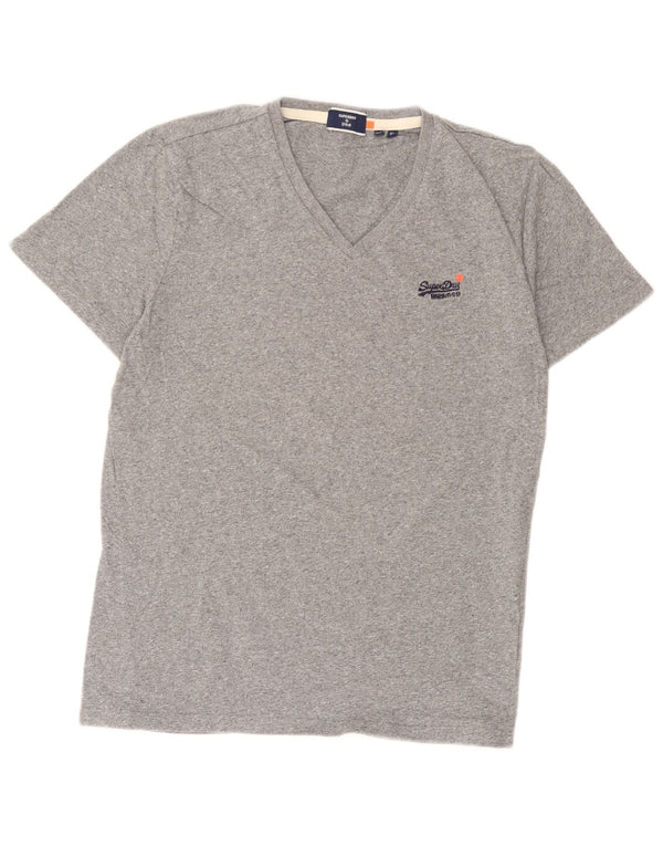 Superdry T-shirt top til kvinder UK 18 XL Grå Flecked Bomuld