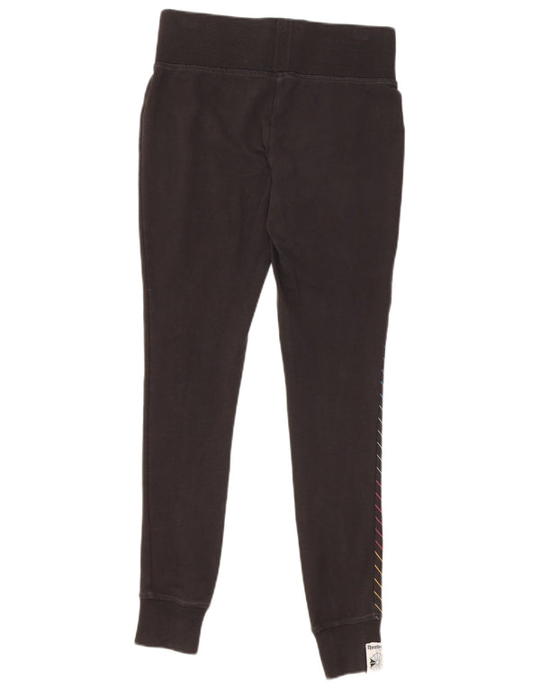 Reebok Kvinders Grafiske Leggings UK 10 Lille sortstribet bomuld