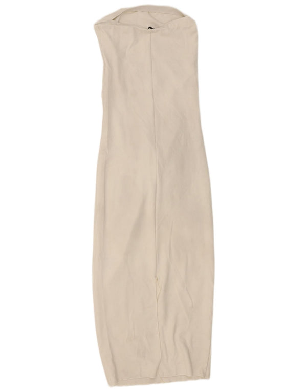 Zara Womens Cut Out Stropløs Bodycon Kjole UK 12 Medium White