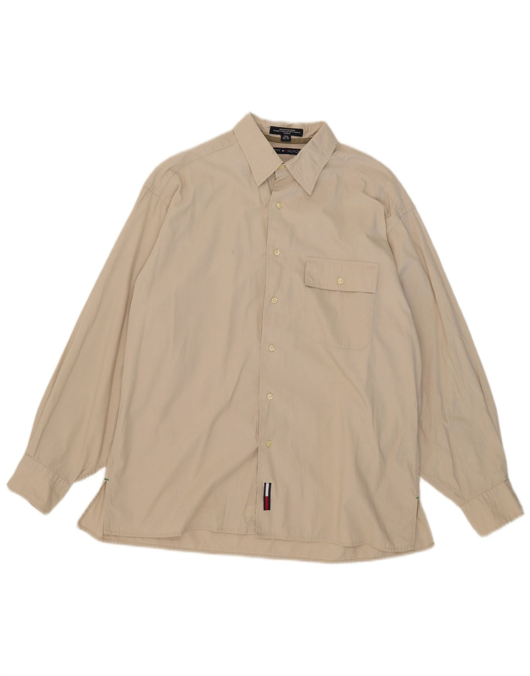 Tommy Hilfiger Herreskjorte Størrelse 15 1/2 Medium Beige Bomuld