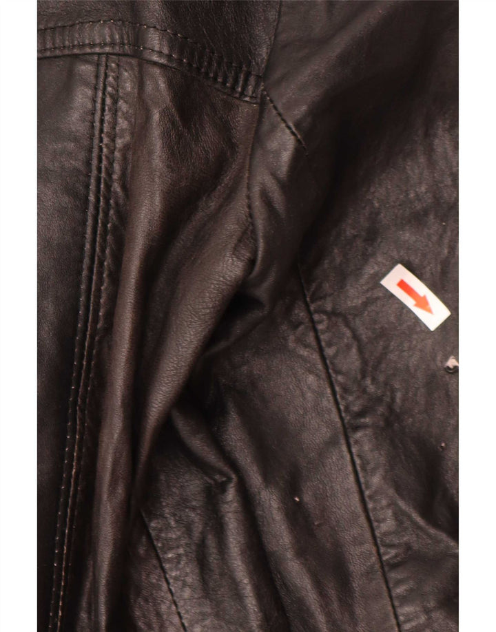 Vintage dame 3-knaps læder blazerjakke IT 44 Medium Sort