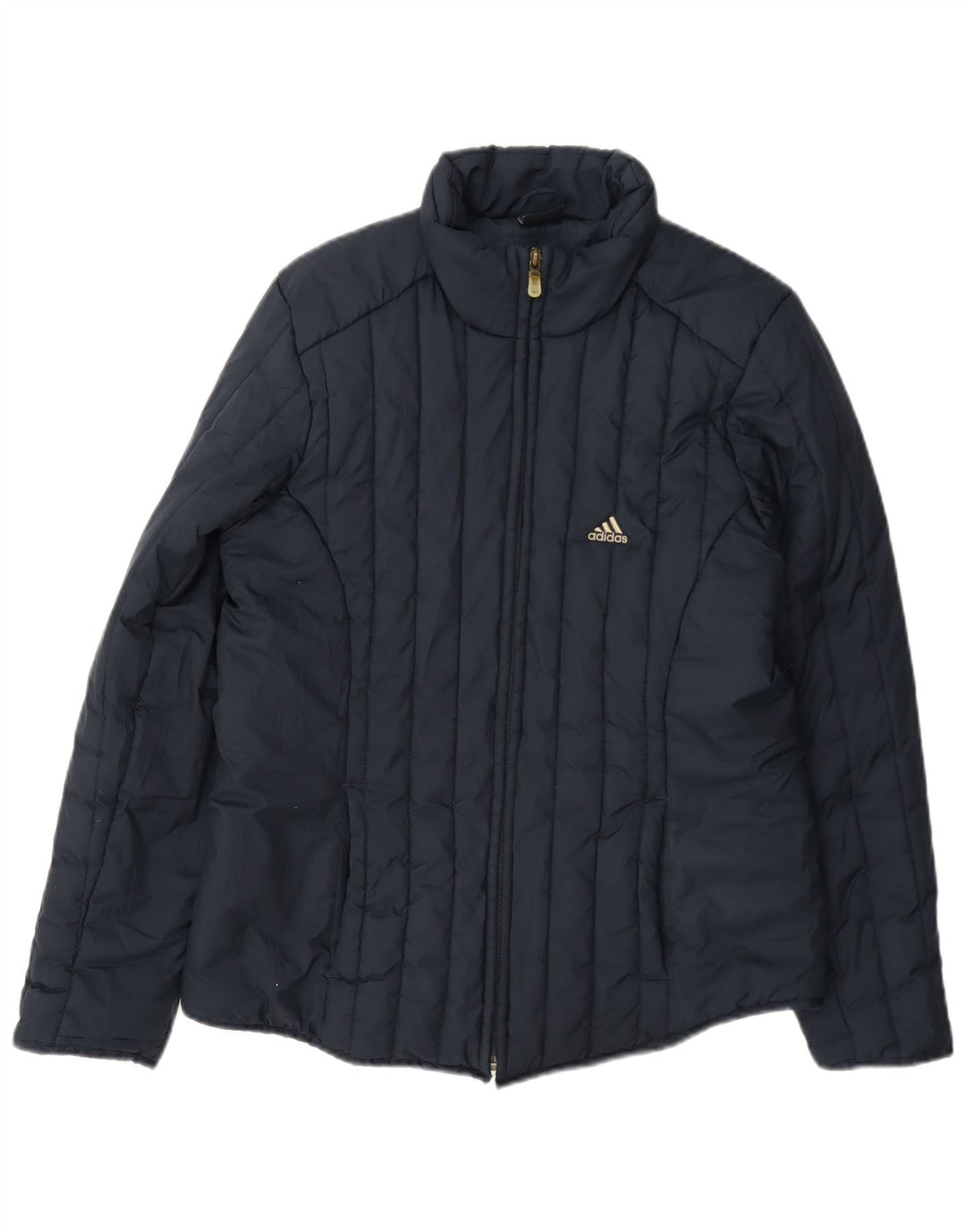 Adidas Dame Polstret Jakke UK 10 Small Navy Blue Polyester