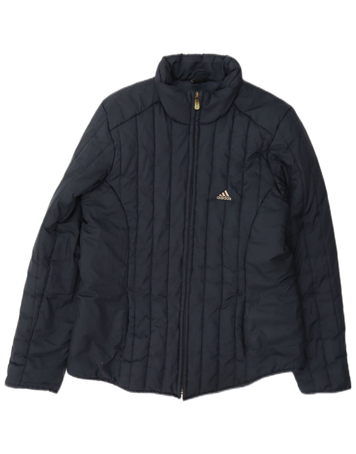 Adidas Dame Polstret Jakke UK 10 Small Navy Blue Polyester