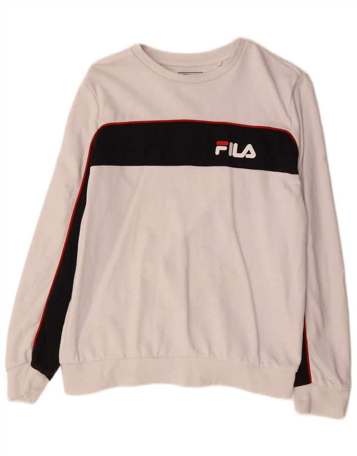 Fila Herre grafisk sweatshirt jumper lille hvid farveblok