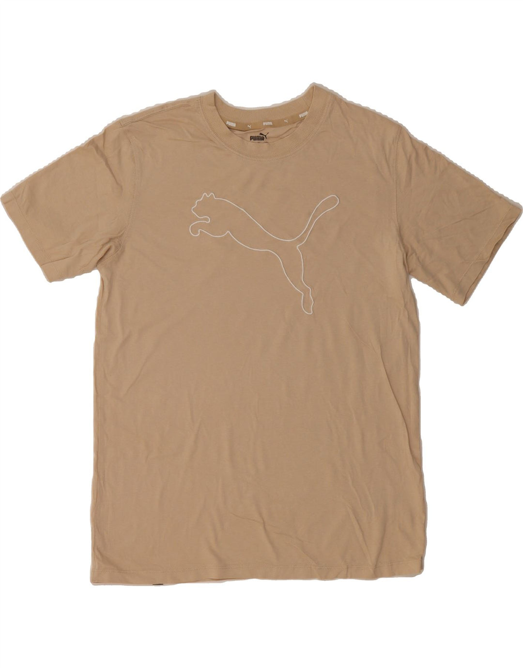 PUMA Mens Graphic T-Shirt Top Medium Beige Cotton Vintage Puma and Second-Hand Puma from Messina Hembry 