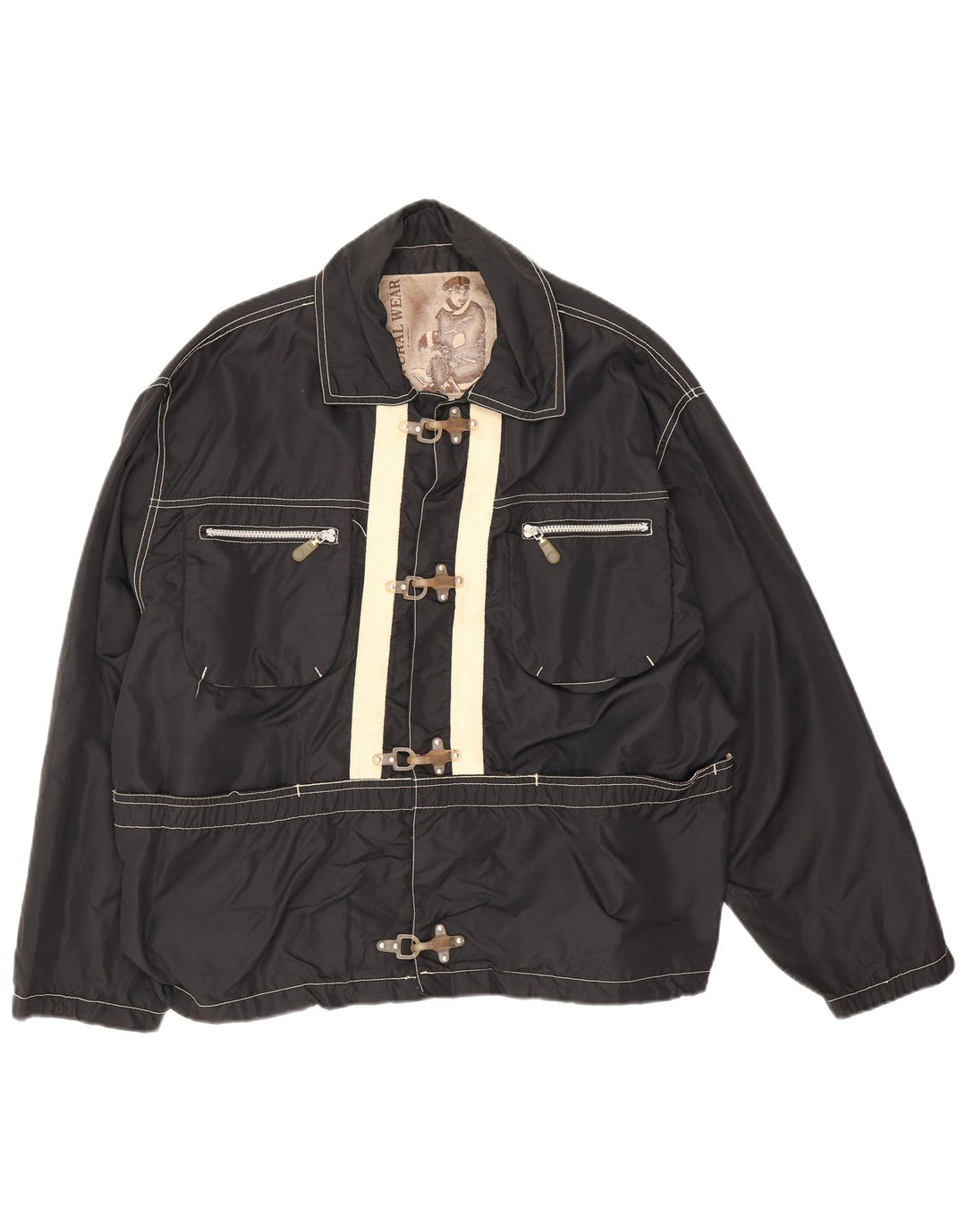 Conbipel Herre Natural Wear Utility Jacket UK 38 Medium Black Colourblock