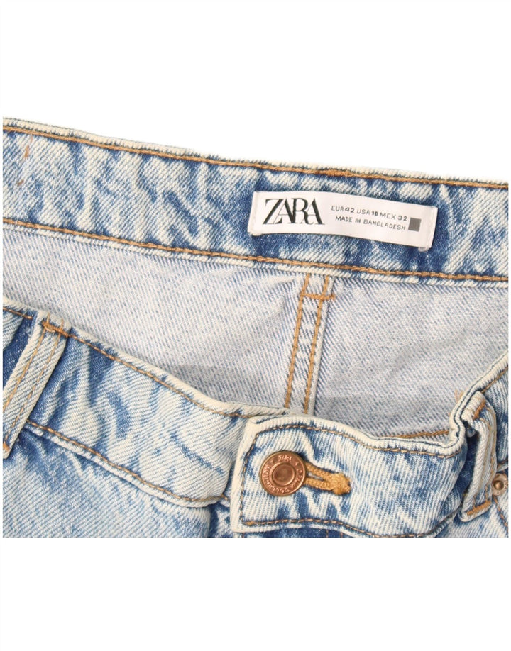 Zara Womens Distressed Denim Shorts EU 42 Large W32 Blue