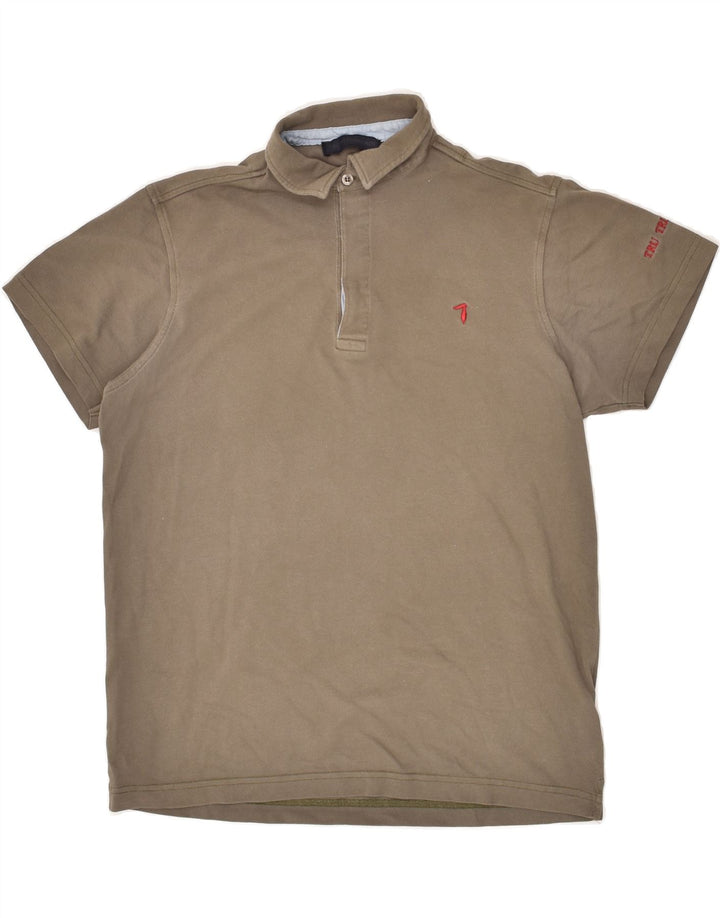 TRUSSARDI Mens Polo Shirt Large Grey Cotton | Vintage Trussardi | Thrift | Second-Hand Trussardi | Used Clothing | Messina Hembry 