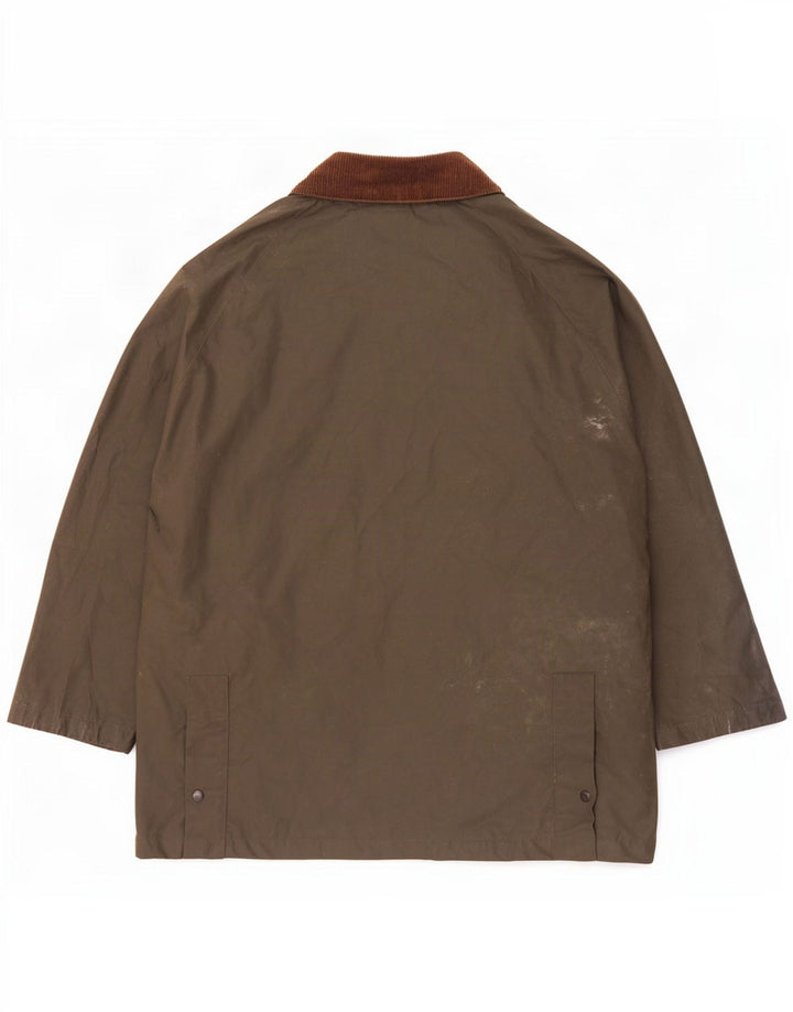 Brugi Herre vokset bomuldsjakke UK 40 Stor Khaki Colourblock