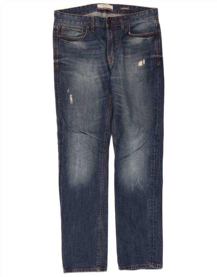Fat Face Mænd Distressed Slim Jeans W32 L31 Blå Bomuld