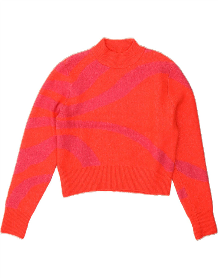 ZARA Womens Crop Turtle Neck Jumper Sweater UK 10 Small Red Striped Vintage Zara and Second-Hand Zara from Messina Hembry 