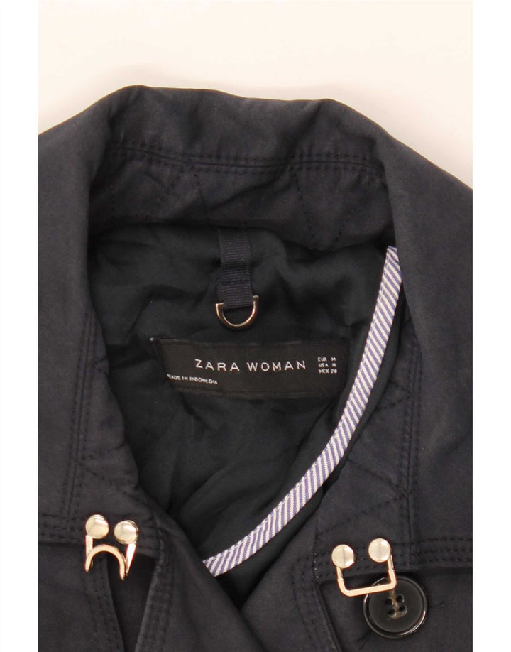 Zara Trench Coat til kvinder UK 12 Medium Navy Blue