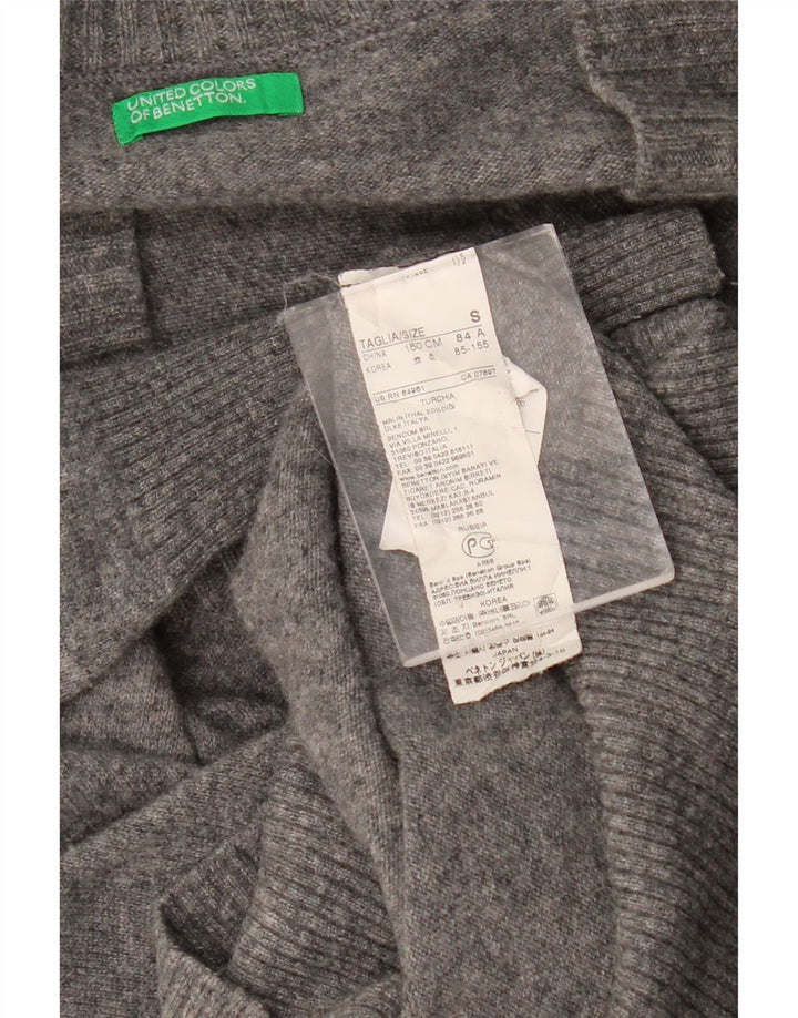 BENETTON Dame Oversized Longline V-hals sweater UK 10 Small Grey
