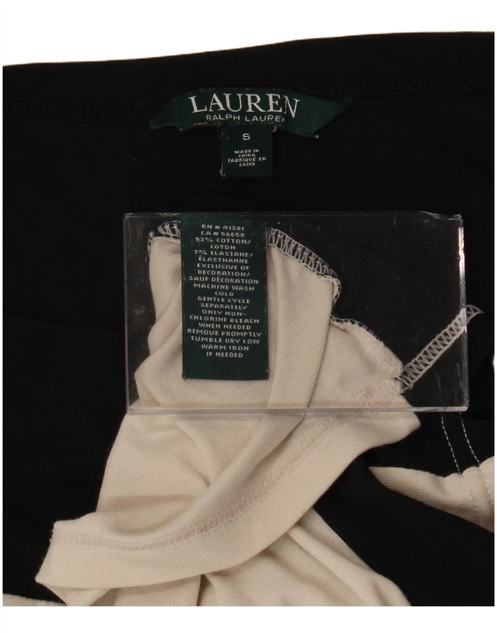 RALPH LAUREN Dame T-Shirt Top UK 10 Small Black Colourblock Bomuld