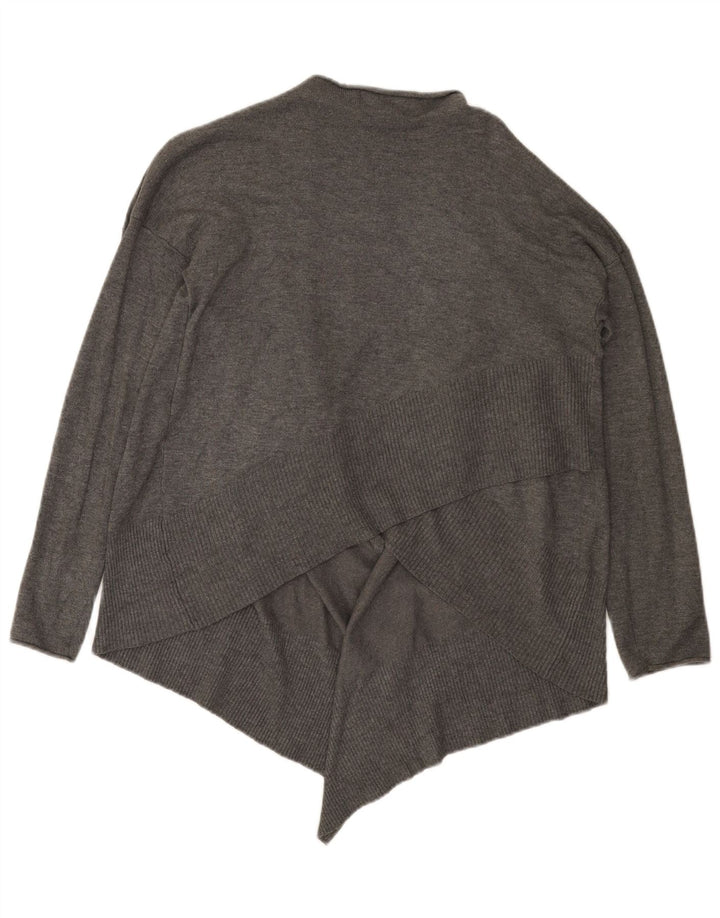 Zara Dame Oversized Asymmetrisk Åben Cardigan Sweater UK 10 Lille Grå