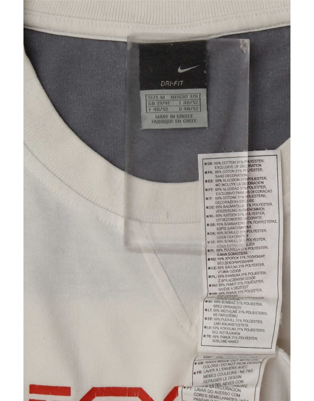 Nike Herre grafisk top Langærmet UK 39/41 Medium White Bomuld