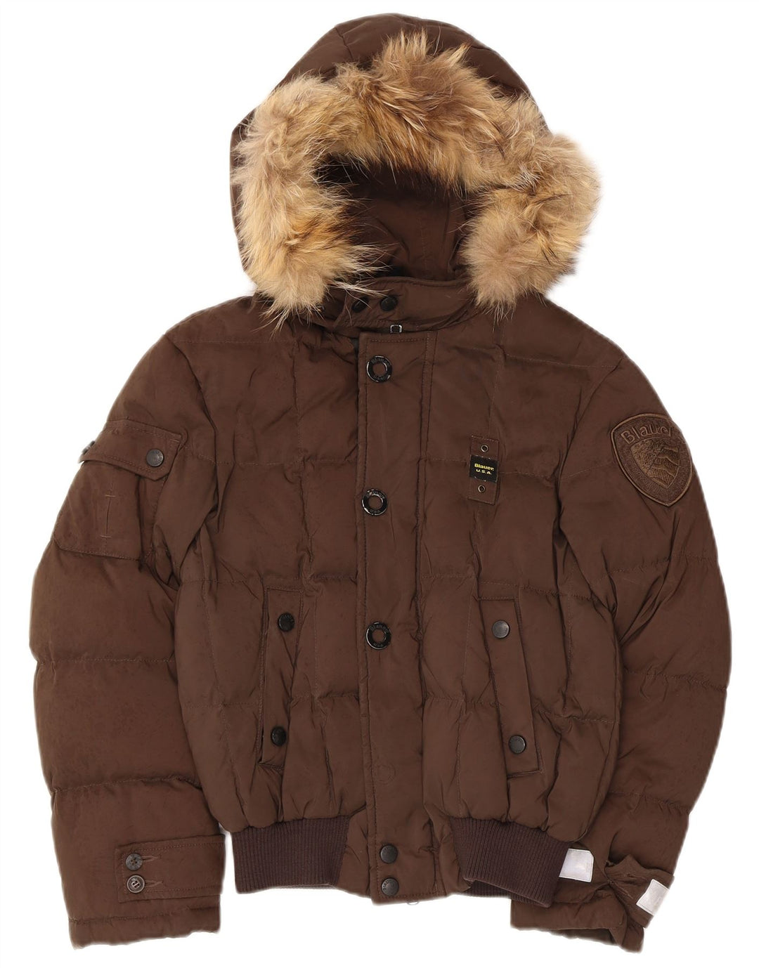 Blauer hættejakke til drenge 9-10 år brun polyester