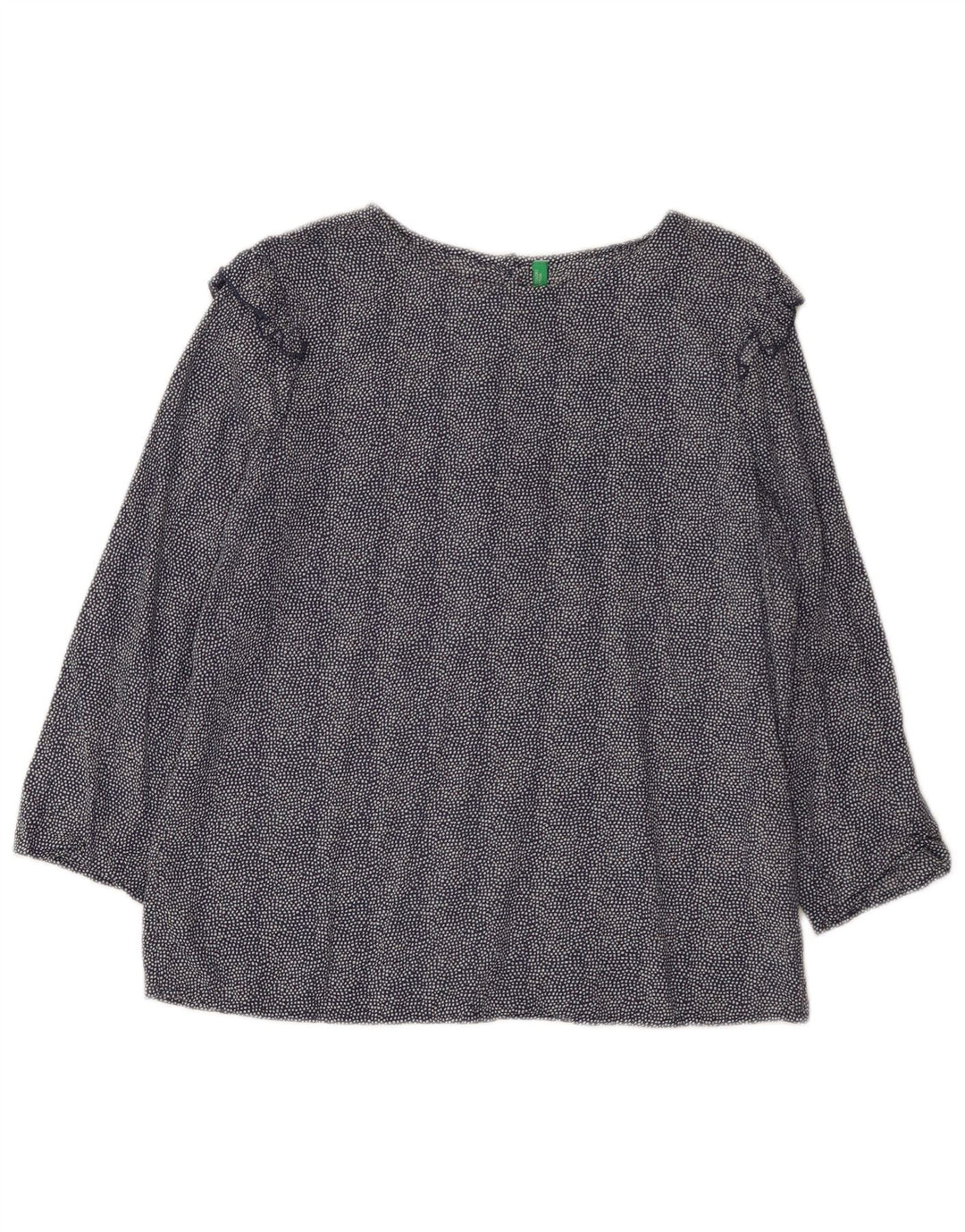 Benetton Dame 3/4 ærmet bluse Top UK 14 Medium Navy Blue Spotted Modal