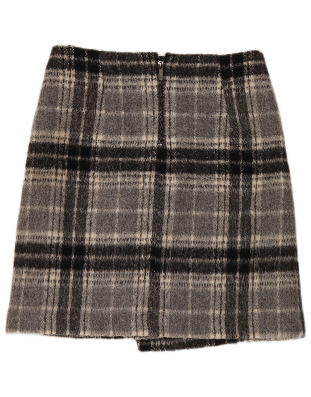 Marks & Spencer Mininederdel til kvinder UK 12 Medium W32 Grå ternet akryl