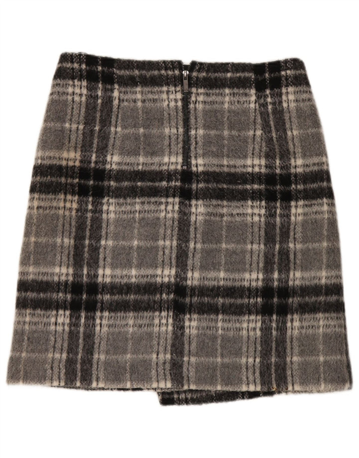 Marks & Spencer Mininederdel til kvinder UK 12 Medium W32 Grå ternet akryl